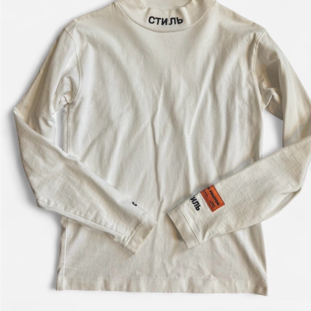 Heron Preston White Long Sleeve with Orange Patch